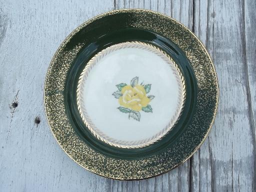 photo of Lady Greenbriar vintage green / yellow rose Homer Laughlin plates and bowls #3