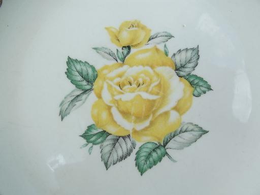 photo of Lady Greenbriar vintage green / yellow rose Homer Laughlin plates and bowls #9