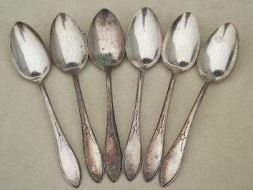 catalog photo of Lady Hamilton silver plate spoons, 6 silverplate flatware teaspoons