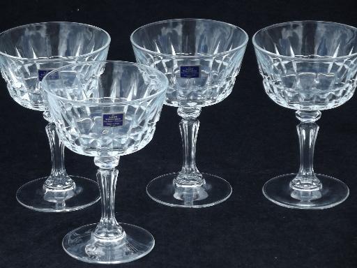 photo of Lady Victoria french glass stemware, wine glass set, champagnes w/ labels #1