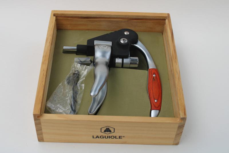 photo of Laguiole wine companion bottle opener corkscrew, metal w/ wood handle #1