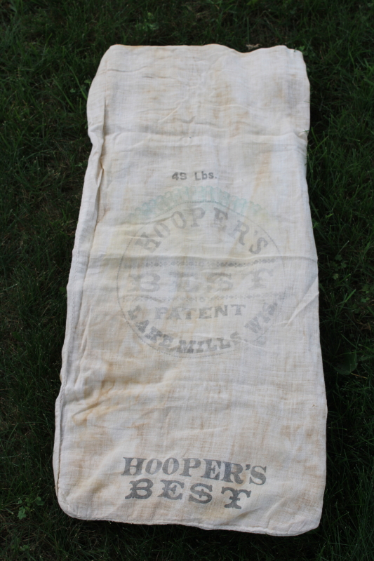 photo of Lake Mills Wisconsin Hooper's Best flour sack, rare antique vintage printed advertising cotton bag  #1