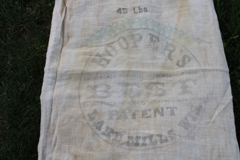 photo of Lake Mills Wisconsin Hooper's Best flour sack, rare antique vintage printed advertising cotton bag #2