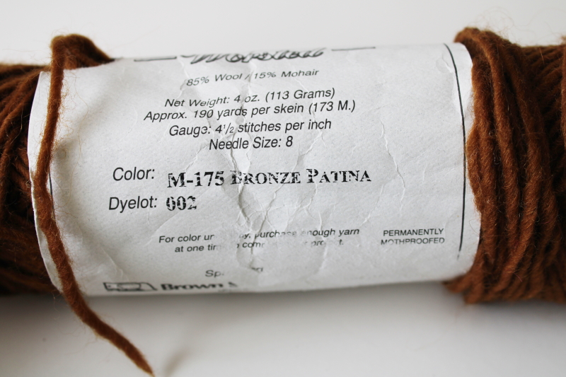 photo of Lamb's Pride Brown Sheep worsted weight wool yarn, 4 ounce skein bronze patina color  #3