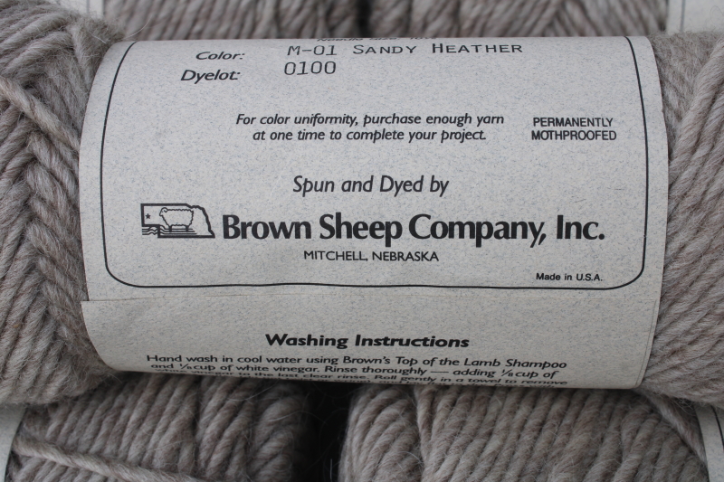photo of Lamb's Pride Bulky Brown Sheep pure natural wool yarn, 13 big skeins matching soft sandy tan color #3