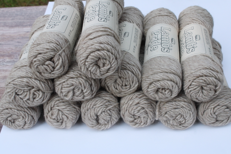 photo of Lamb's Pride Bulky Brown Sheep pure natural wool yarn, 13 big skeins matching soft sandy tan color #4