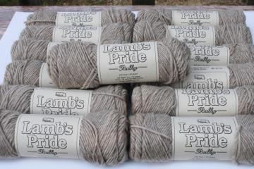 catalog photo of Lamb's Pride Bulky Brown Sheep pure natural wool yarn, 13 big skeins matching soft sandy tan color 