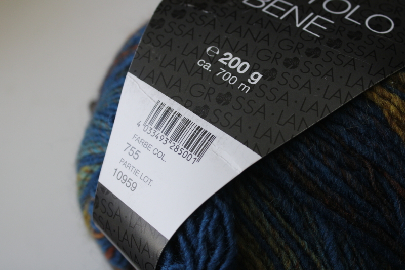 photo of Lana Grossa Gomitolo Bene yarn 200 grams, big ball wool acrylic blend blue & golden brown  #2