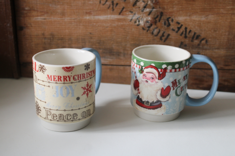 photo of Lang Vintage Christmas ceramic mugs, Santa Claus, Peace on Earth  #1