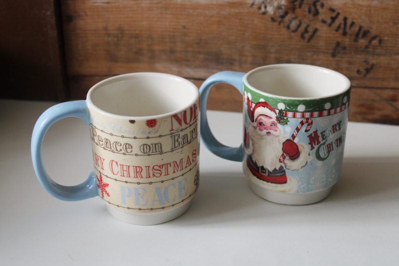 photo of Lang Vintage Christmas ceramic mugs, Santa Claus, Peace on Earth  #2