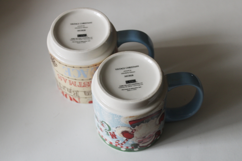 photo of Lang Vintage Christmas ceramic mugs, Santa Claus, Peace on Earth  #4