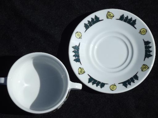 photo of Langenthal Switzerland china soup cups, Alpine brown Swiss cows on mountain #5