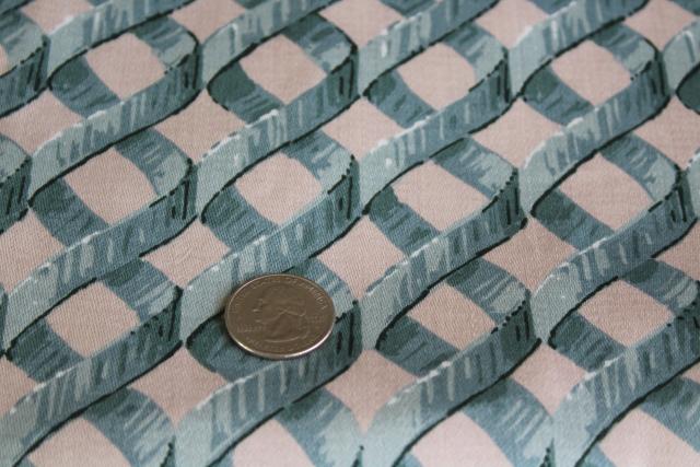 photo of Laparelli 5th Avenue green lattice print 1980s vintage decorator fabric teflon coated cotton #7