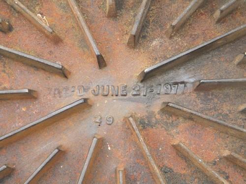 photo of Large round primitive antique cast iron trivet 1911 patent #4