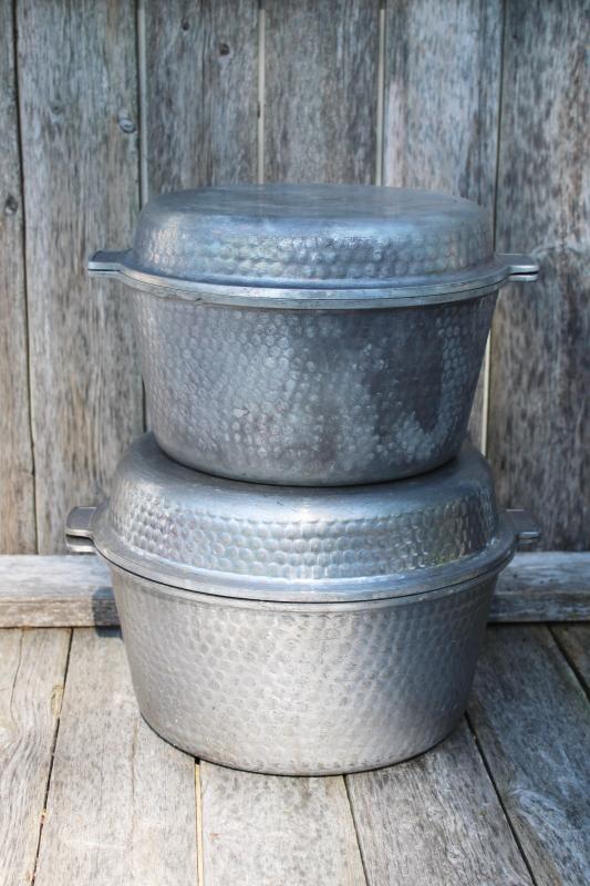 photo of Le Winter Los Angeles vintage heavy cast aluminum dutch oven nesting pots w/ lids #1