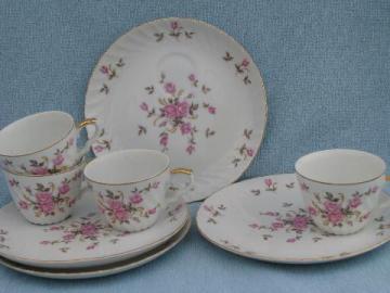 catalog photo of Lefton - Japan vintage hand painted china pink roses snack sets