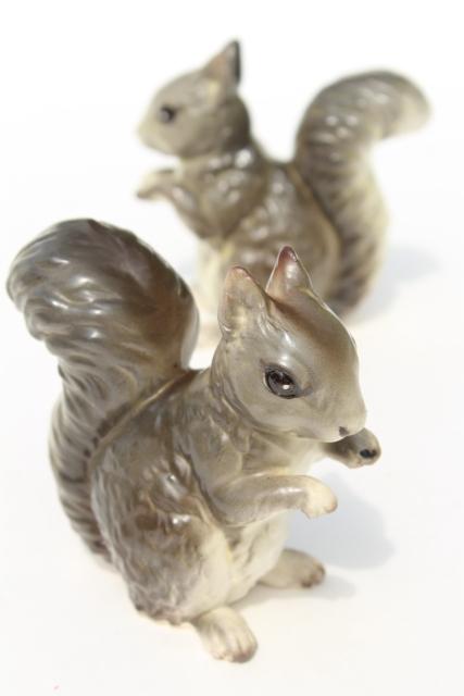 photo of Lefton china pair of squirrels, grey squirrel figurines Lefton's Japan label #1