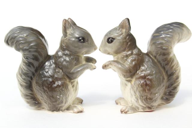 photo of Lefton china pair of squirrels, grey squirrel figurines Lefton's Japan label #2