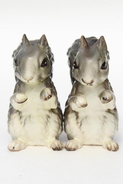 photo of Lefton china pair of squirrels, grey squirrel figurines Lefton's Japan label #4