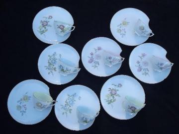 catalog photo of Lefton china vintage roses pastels snack sets for 8, Lefton's Japan