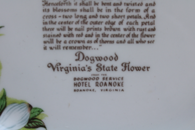 photo of Legend of the Dogwood Hotel Roanoke restaurant china plate, Virginia state flower vintage Syracuse ironstone  #2