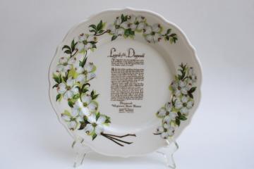 catalog photo of Legend of the Dogwood Hotel Roanoke restaurant china plate, Virginia state flower vintage Syracuse ironstone 