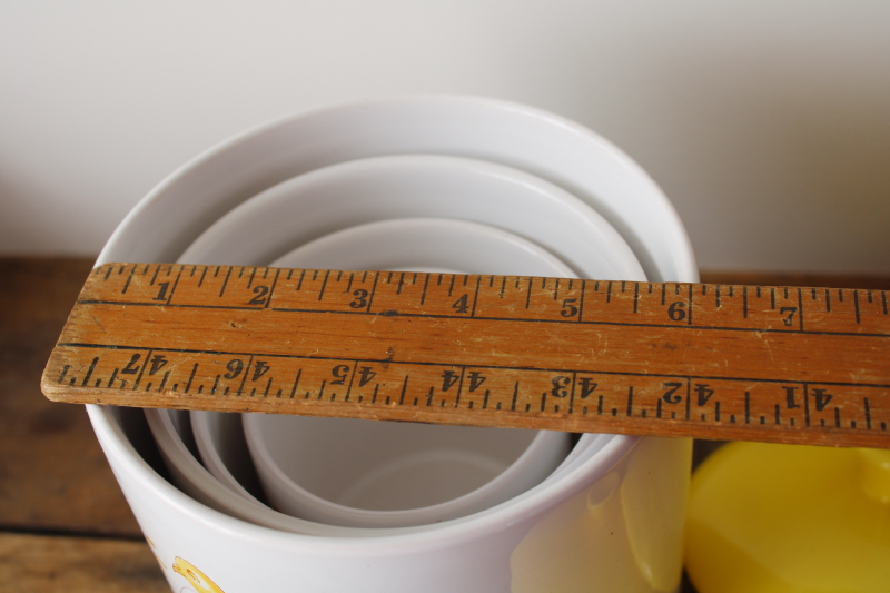 photo of Leipzig Lippe vintage canister set, Portugal hand painted ceramic canisters w/ yellow birds  #6
