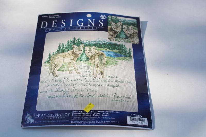 photo of Leisure Arts counted cross-stitch kit wolves in the Rockies Every Valley Shall be Exalted #1