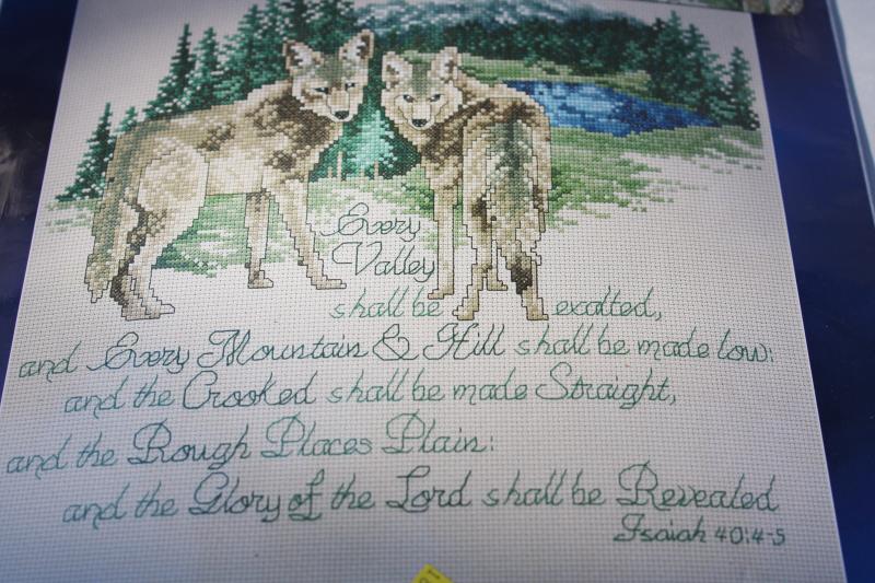 photo of Leisure Arts counted cross-stitch kit wolves in the Rockies Every Valley Shall be Exalted #3