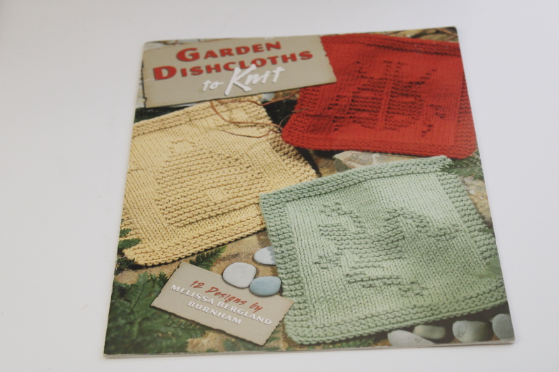 photo of Leisure Arts needlework booklet, cotton dishcloths to knit, knitted garden theme designs #1