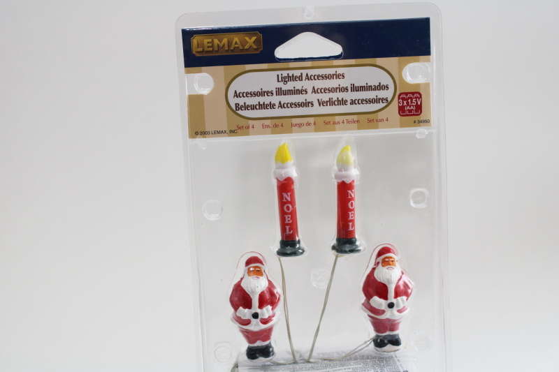 photo of Lemax Christmas village accessories, sealed light up Santas, candles blow mold miniatures  #1
