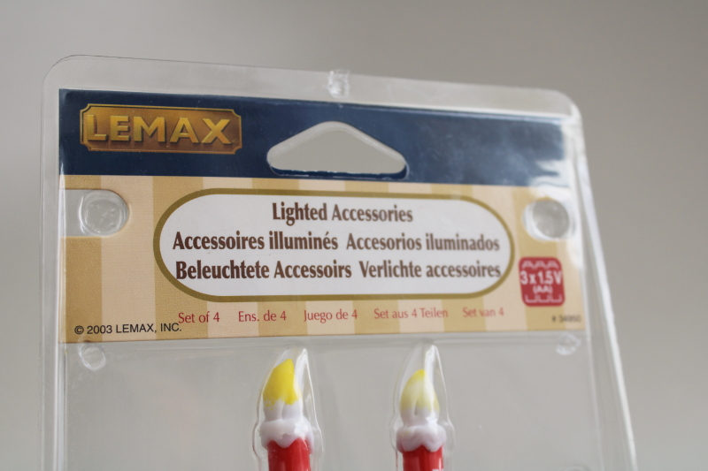 photo of Lemax Christmas village accessories, sealed light up Santas, candles blow mold miniatures  #3