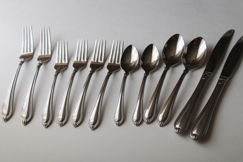 photo of Lenox Alcott pattern stainless flatware, dinner & salad forks, spoons, teaspoons, knives #1