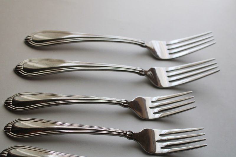 photo of Lenox Alcott pattern stainless flatware, dinner & salad forks, spoons, teaspoons, knives  #2