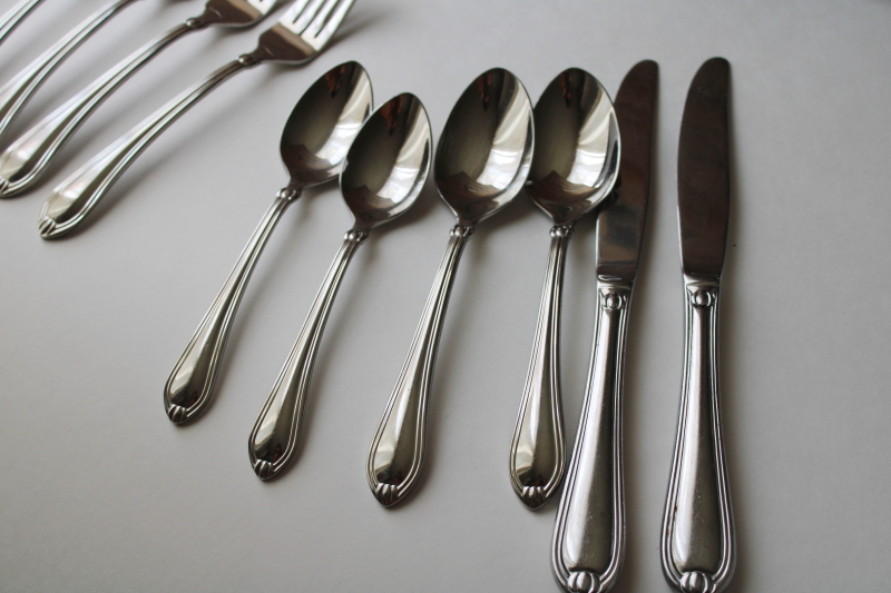 photo of Lenox Alcott pattern stainless flatware, dinner & salad forks, spoons, teaspoons, knives  #3