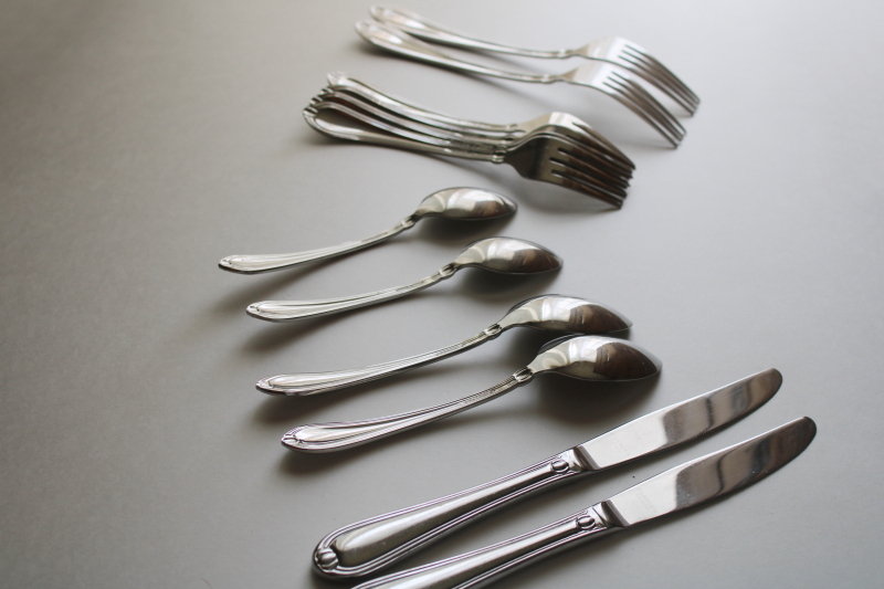 photo of Lenox Alcott pattern stainless flatware, dinner & salad forks, spoons, teaspoons, knives  #5