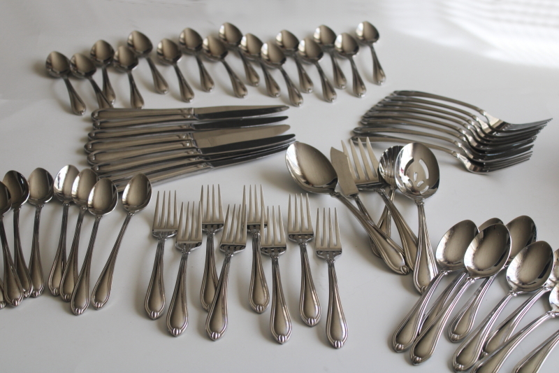 photo of Lenox Alcott pattern stainless flatware set, service for 8 w/ serving pieces, 16 teaspoons  #1