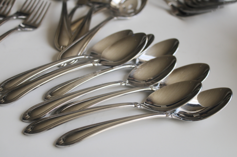 photo of Lenox Alcott pattern stainless flatware set, service for 8 w/ serving pieces, 16 teaspoons  #5