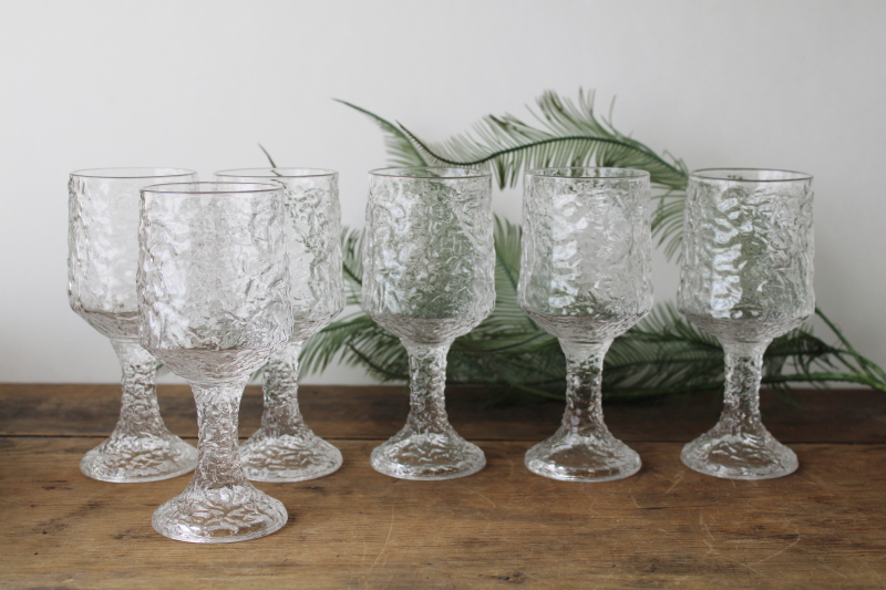 photo of Lenox Impromptu clear glass ice texture water goblets or wine glasses, casual chunky stemware  #1