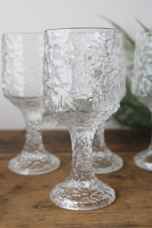 photo of Lenox Impromptu clear glass ice texture water goblets or wine glasses, casual chunky stemware  #2