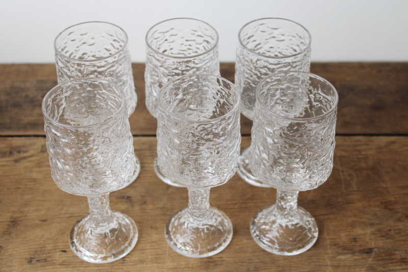 photo of Lenox Impromptu clear glass ice texture water goblets or wine glasses, casual chunky stemware  #3