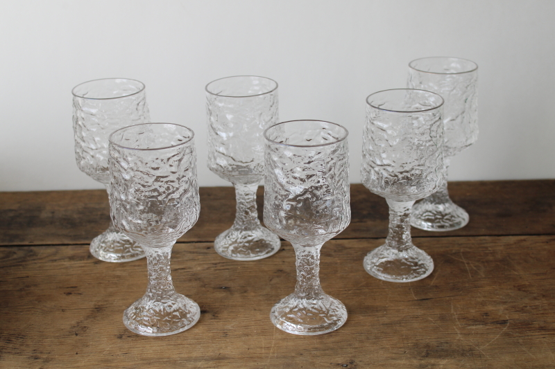 photo of Lenox Impromptu clear glass ice texture water goblets or wine glasses, casual chunky stemware  #5