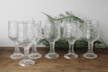 Lenox Impromptu clear glass ice texture water goblets or wine glasses, casual chunky stemware 