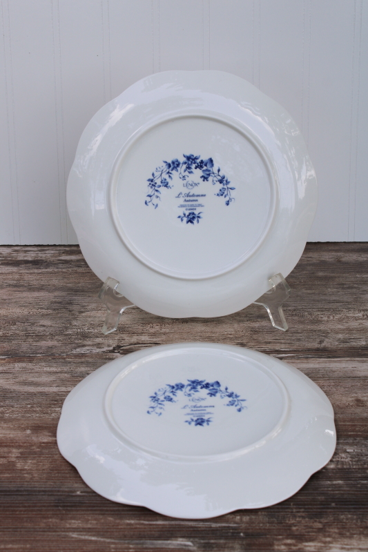 photo of Lenox Les Saisons vintage French country blue and white china toile print accent plates Autumn scene #3