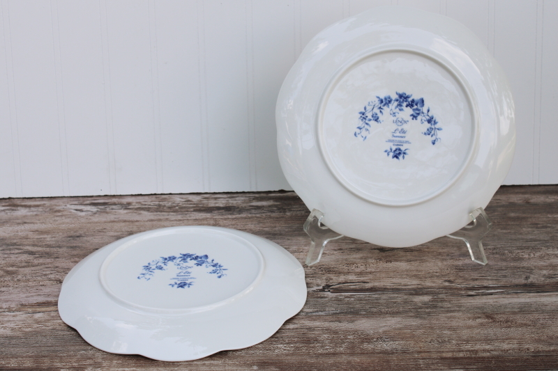 photo of Lenox Les Saisons vintage French country blue and white china toile print accent plates Summer scene #3