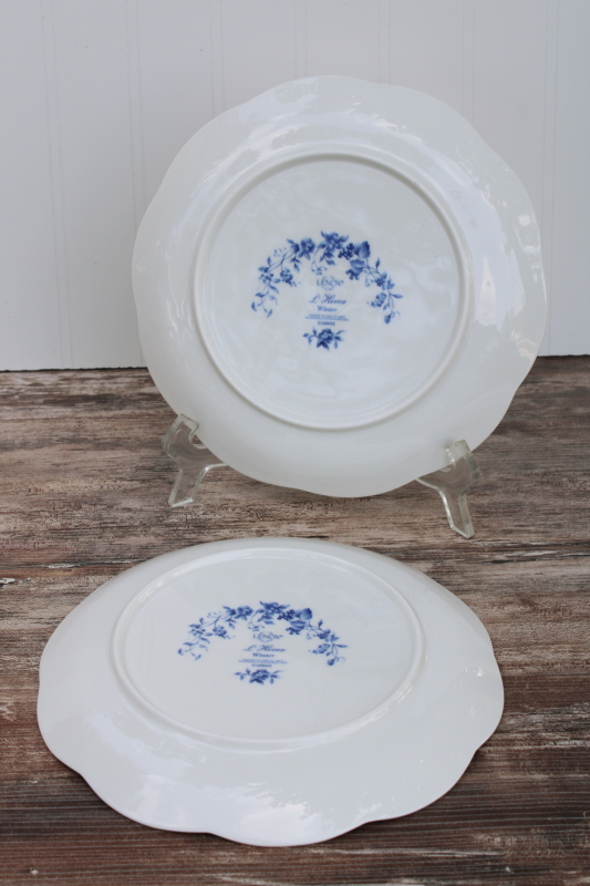 photo of Lenox Les Saisons vintage French country blue and white china toile print accent plates Winter scene #3