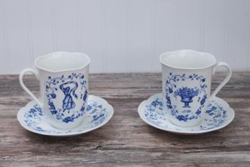 catalog photo of Lenox Les Saisons vintage French country blue and white china toile print mug cups saucers Summer