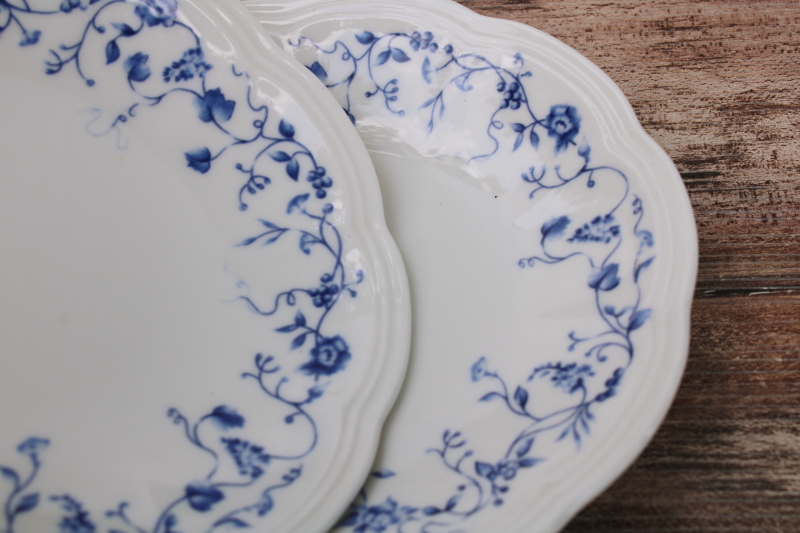 photo of Lenox Les Saisons vintage French country blue white china floral toile print bread butter plates set of 8 #2