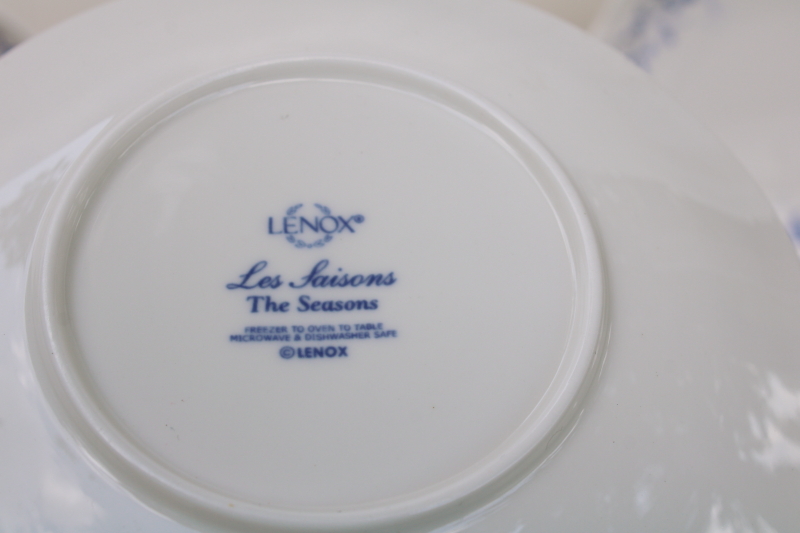 photo of Lenox Les Saisons vintage French country blue white china floral toile print bread butter plates set of 8 #3