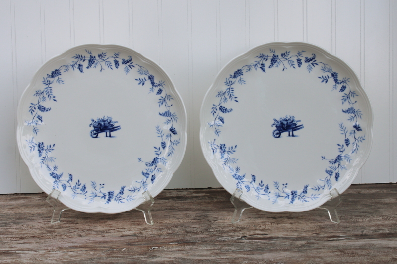 photo of Lenox Les Saisons vintage French country blue white china toile print dinner plates Spring #1